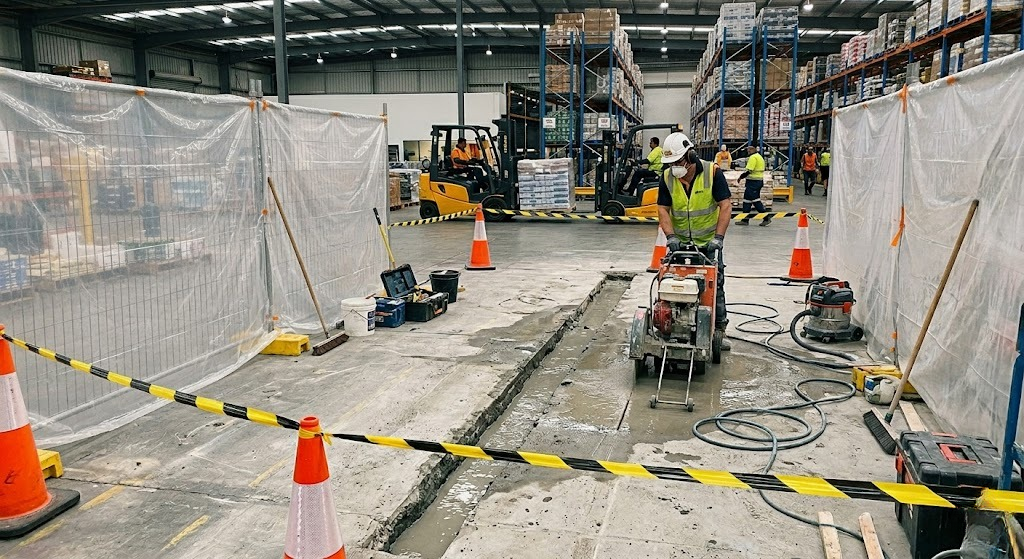 Fugenschneiden im Hallenboden