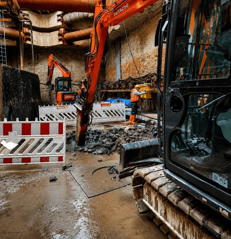 Baggerabbruch und Rückbau eines Betonbauwerks