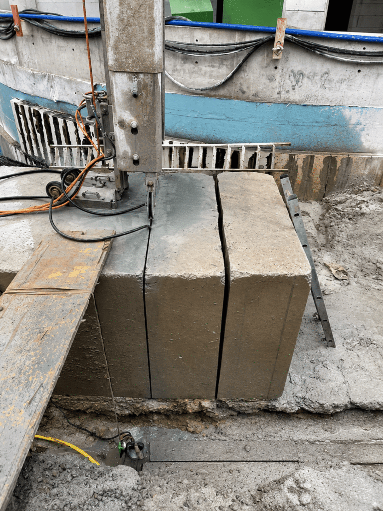 Definierte Schnittfläche nach der Betontrennung mit einer Seilsäge