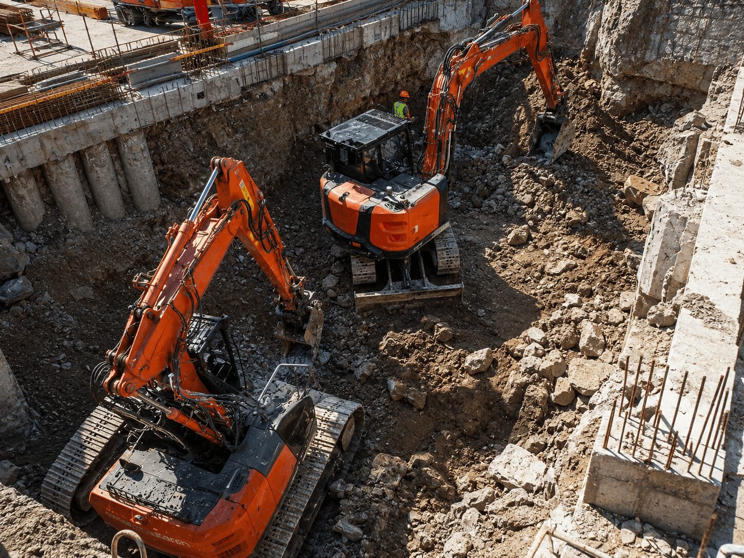 Baggerabbruch und kontrollierter Betonr&uuml;ckbau im Bestand