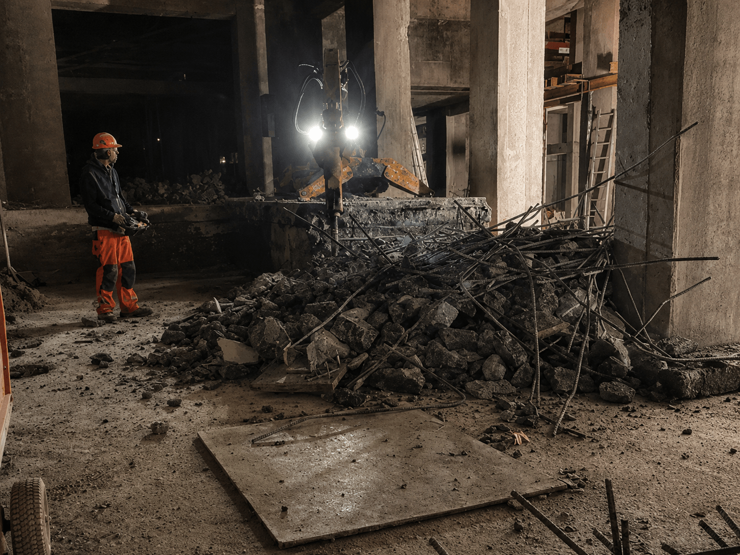 Betonrückbau in einer Energie- oder Versorgungsanlage