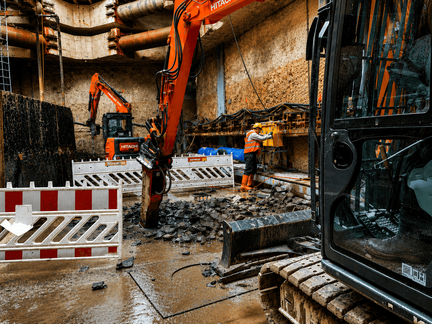 Fundamentabbruch und kontrollierter Rückbau eines massiven Betonsockels
