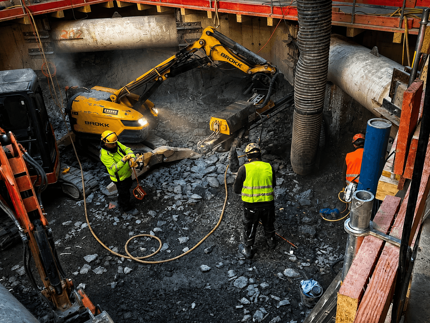 Kontrollierter Rückbau in einem Schacht oder unterirdischen Bauwerk