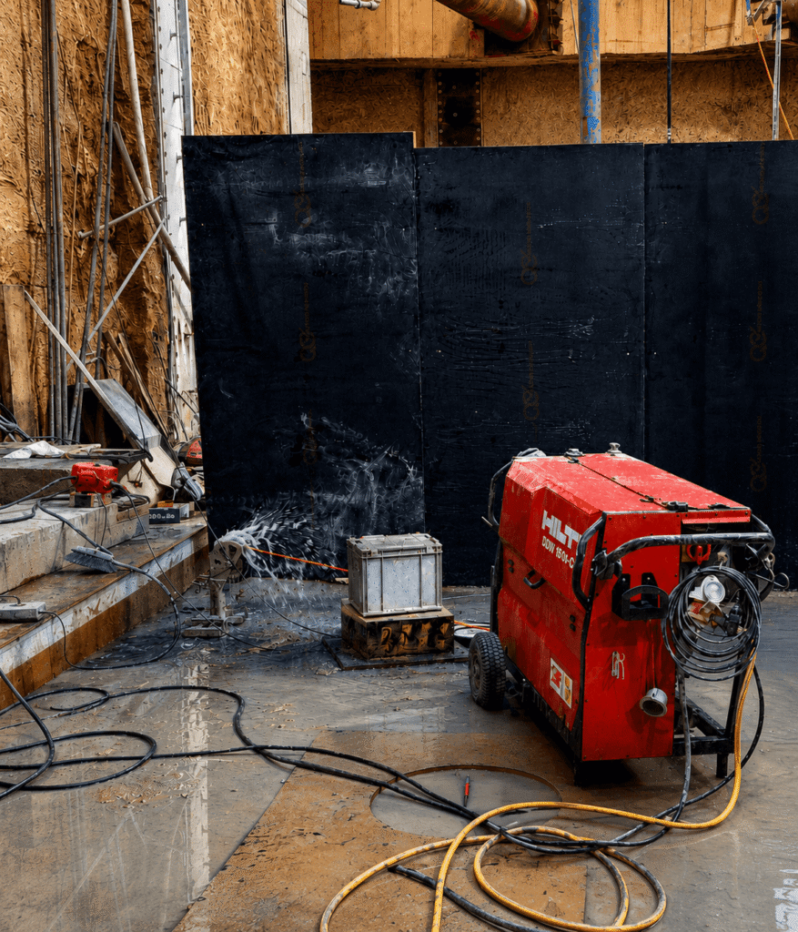 DIABOS bei Beton- und Sägearbeiten auf einer Baustelle
