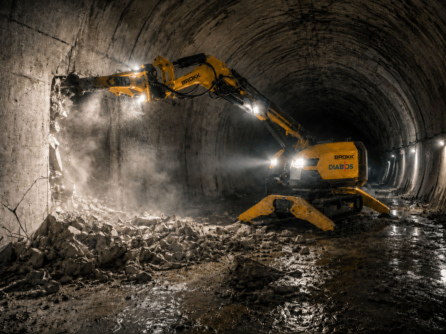 Kontrollierter Betonrückbau in einem Tunnel oder Stollen